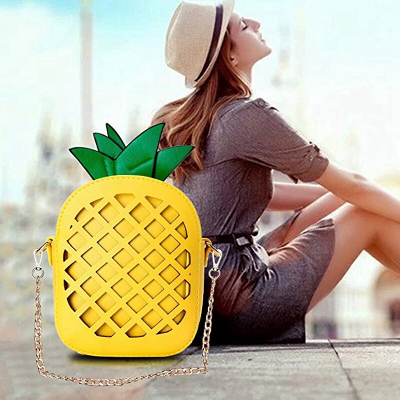 Women'S Pineapple Purse,Fruit Shaped Pu Leather Shoulder Bag (1-Pineapple) - ebowsos