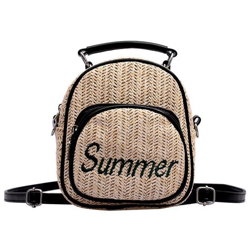 Women'S Straw Bucket Bag Summer Woven Shoulder Bags Shopping Purse Beach Handbag Straw Handbags Travel Bag Black - ebowsos