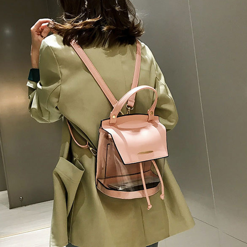 Women'S Transparent Pvc Backpack Ladies Backpack Girl Bag Fashion Shoulder Bag Ladies Shoulder Bag - ebowsos