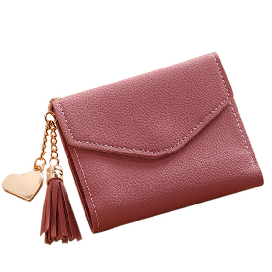 Women Simple Leather Wallet Tassel Coin Purse Card Holders#2 - ebowsos