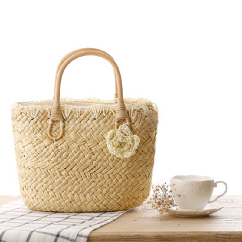 Women Straw Handbags Beach Tote For Vacation/Travel Shopper Market Bag Shoulder Handbag, #1 Beige - ebowsos