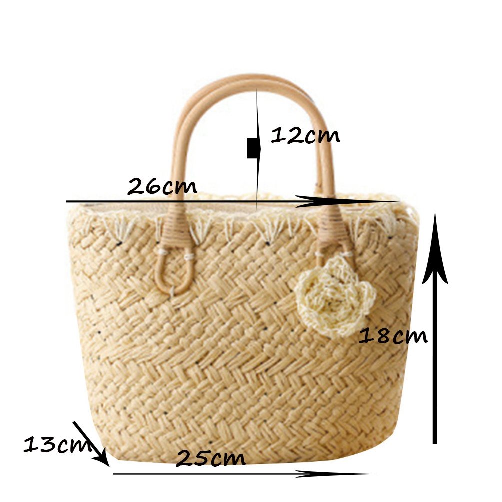 Women Straw Handbags Beach Tote For Vacation/Travel Shopper Market Bag Shoulder Handbag, #1 Beige - ebowsos