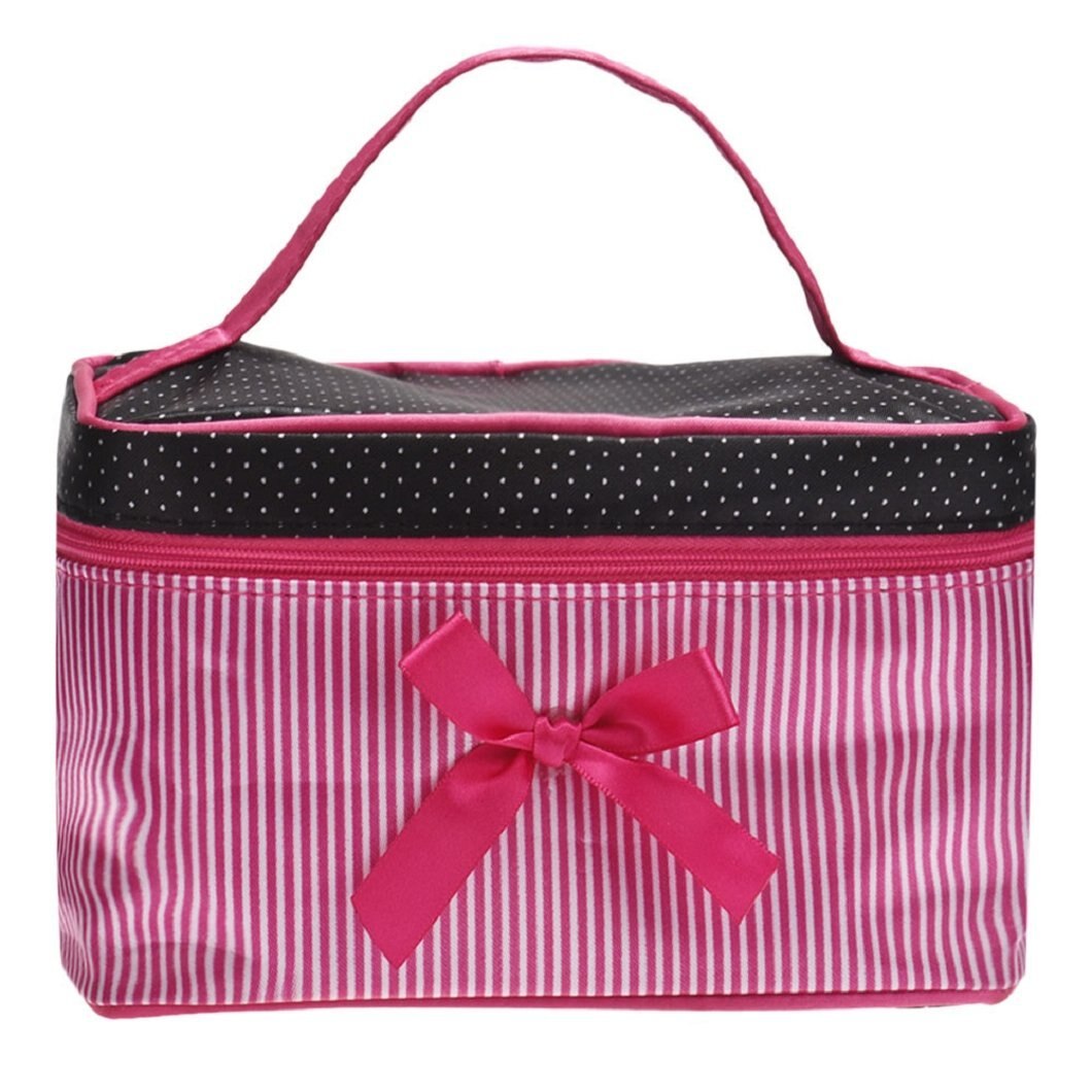 Women Stripe Bow cosmetic monolayer - ebowsos