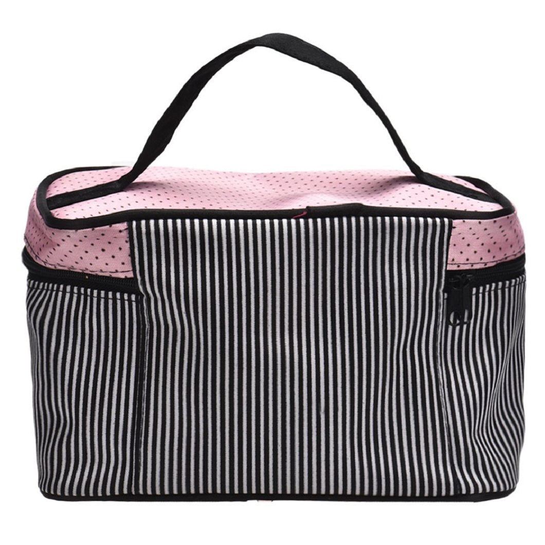 Women Stripe Bow monolayer cosmetic bag - ebowsos