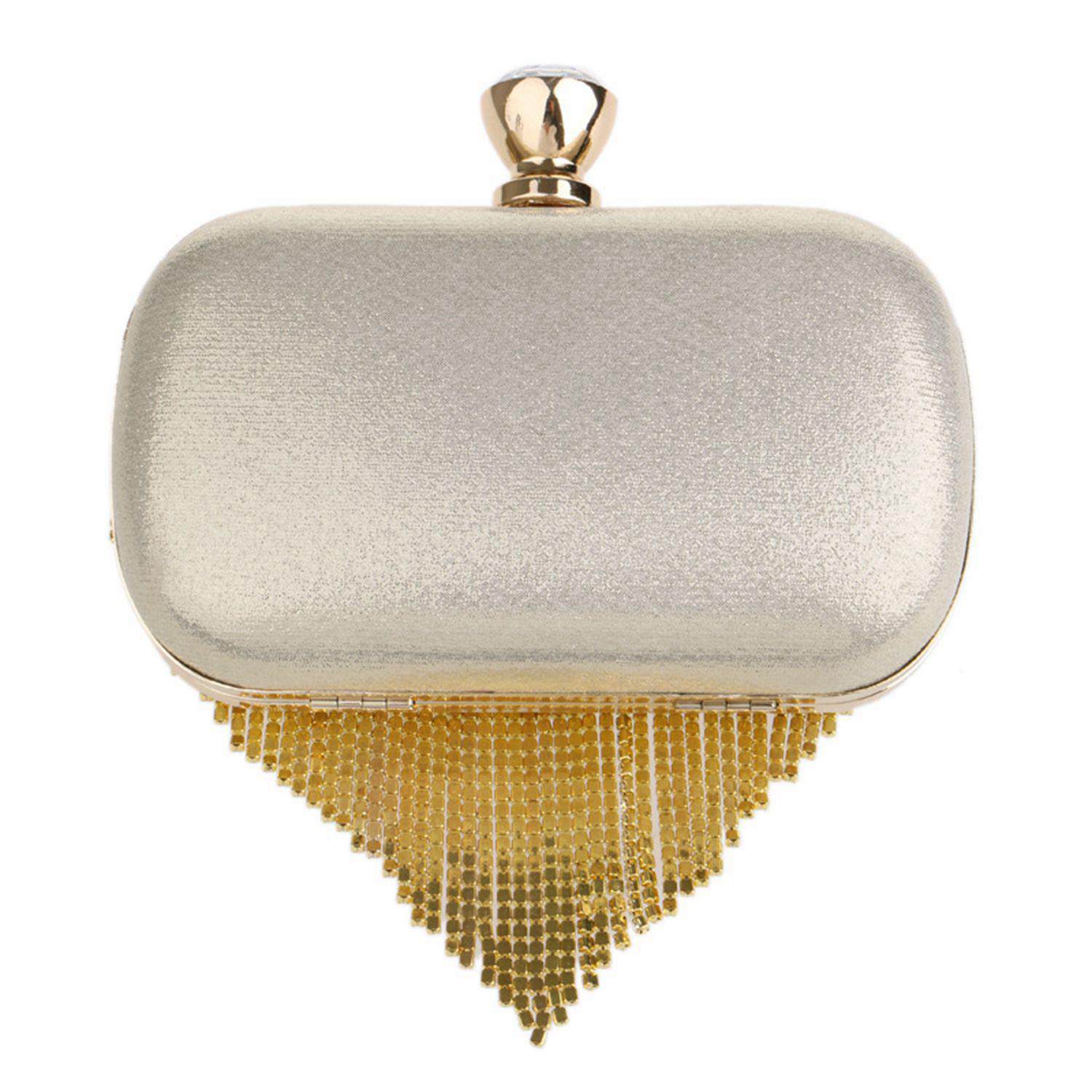 Women Tassel Clutch Beading Diamonds Small Purse Chain Shoulder Handbags Wedding Party Lady Evening Bag - ebowsos