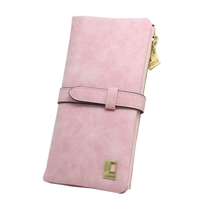 Women Wallets fashion trends pumping frosted multi-card pu leather two fold wallet lady Ms. Long purse card Blue - ebowsos