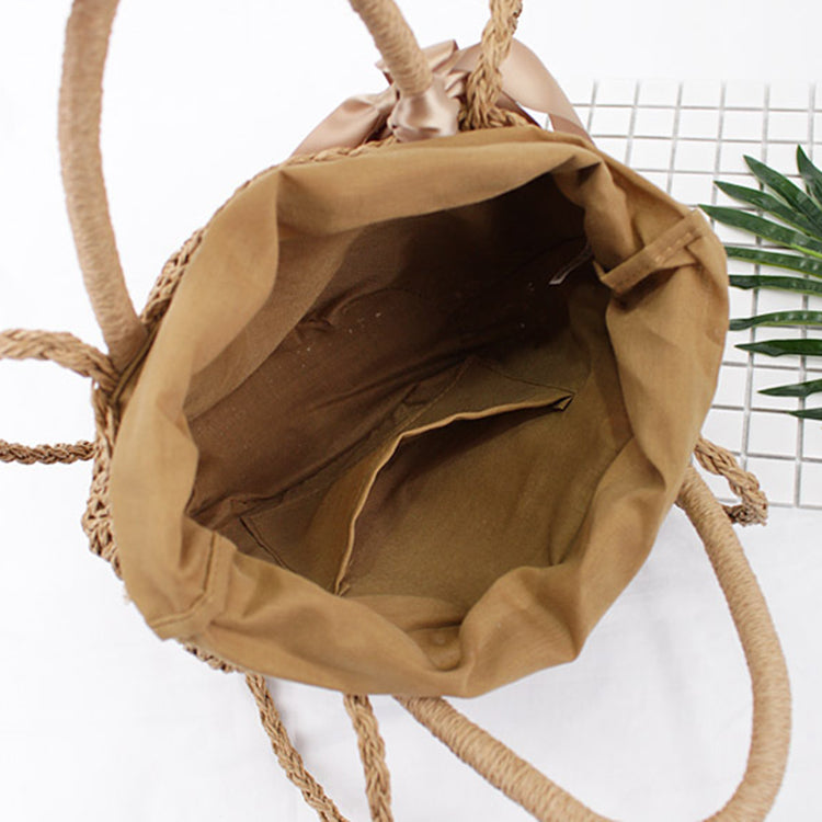 Women Woven Tote Handbags Straw Crossbody Shoulder Bag for Summer Beach - ebowsos