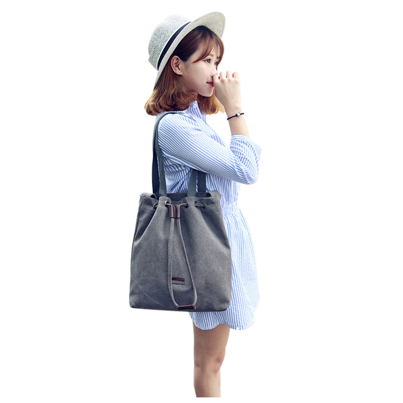 Women canvas Korean version Leisure Crossbody Bag Grey - ebowsos