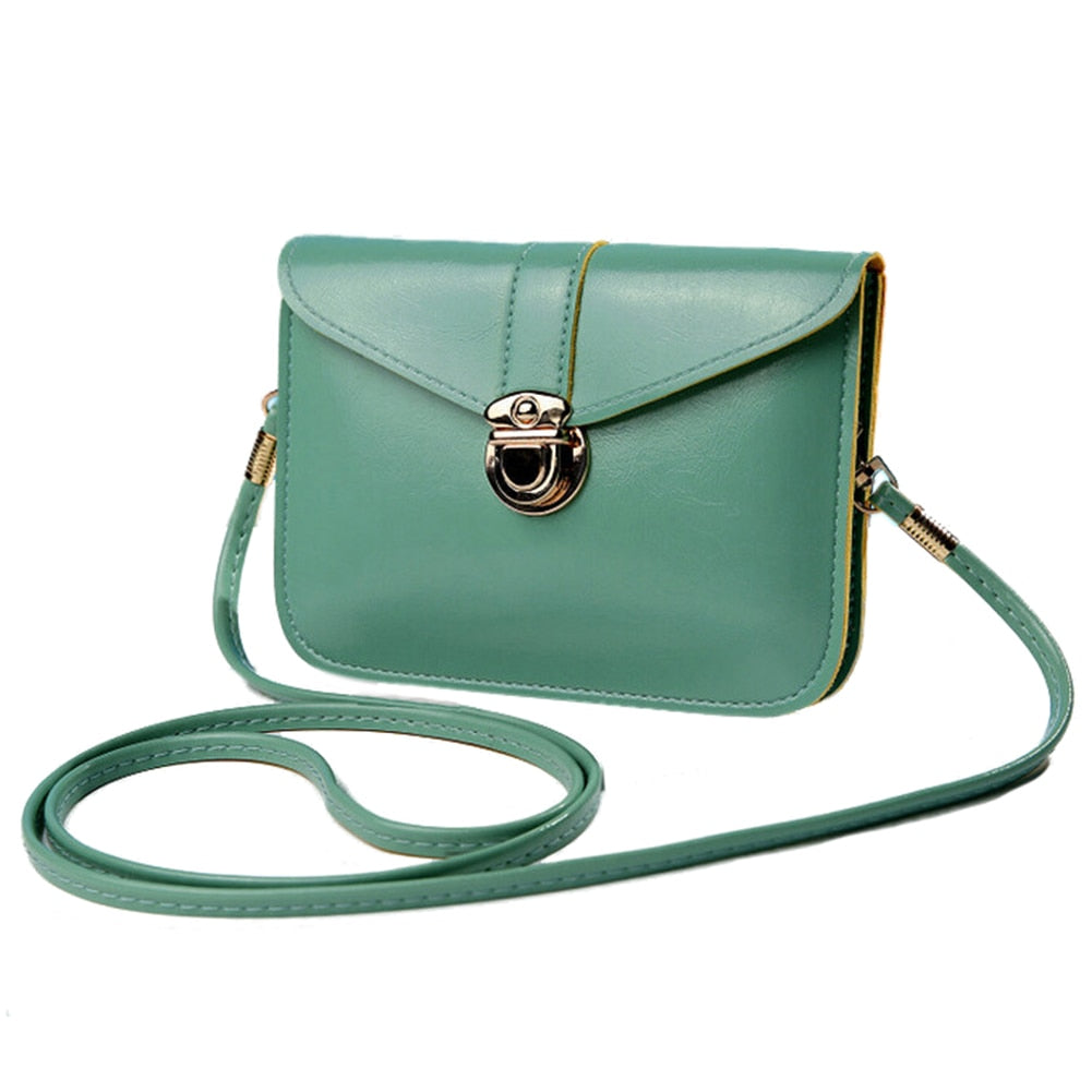 Women messenger bags Vintage style PU leather handbag Sweet cute Cross body handbags Clutch messenger bags(Mint Green) - ebowsos