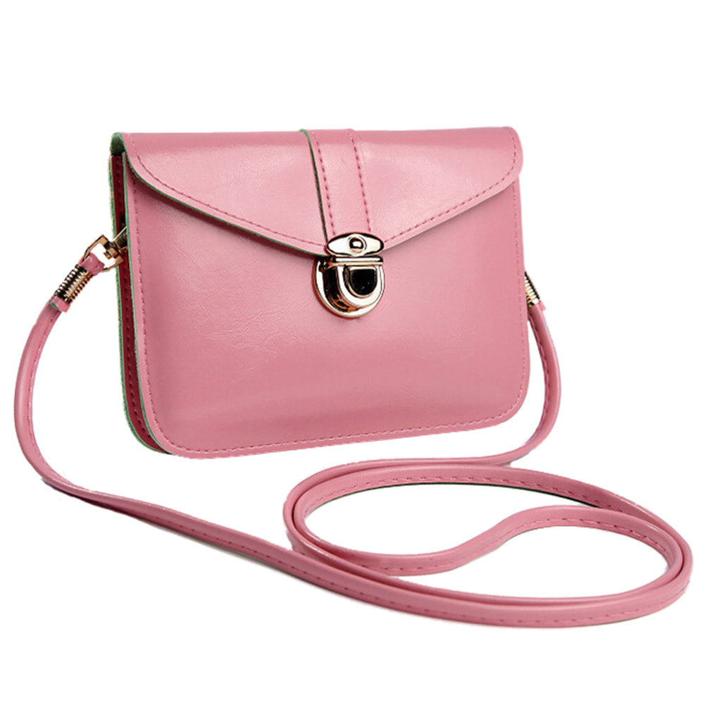 Women messenger bags Vintage style PU leather handbag Sweet cute Cross body handbags Clutch messenger bags(Pink) - ebowsos