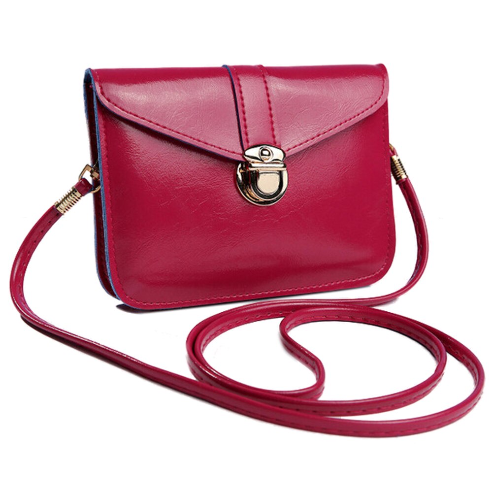Women messenger bags Vintage style PU leather handbag Sweet cute Cross body handbags Clutch messenger bags(Rose Red) - ebowsos