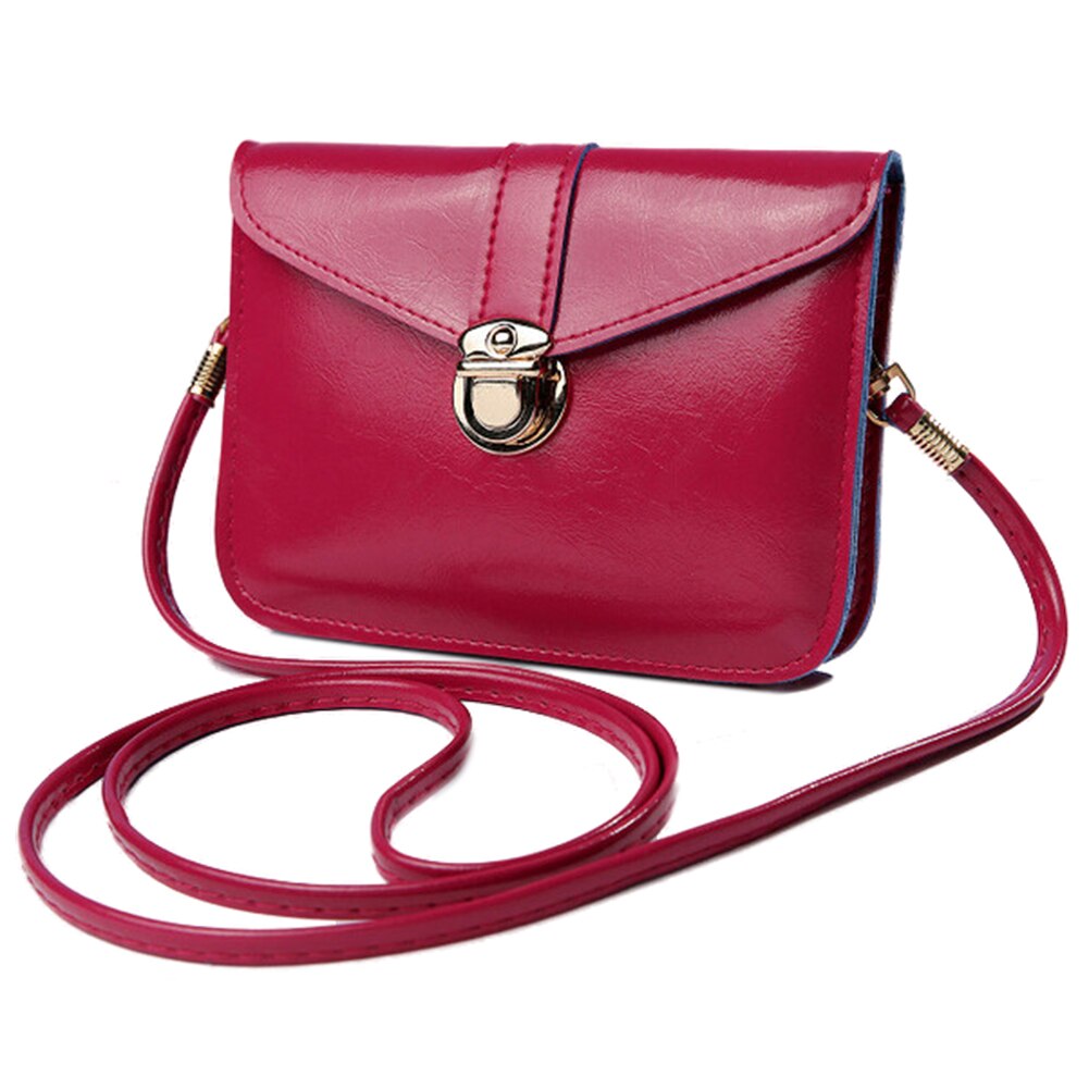 Women messenger bags Vintage style PU leather handbag Sweet cute Cross body handbags Clutch messenger bags(Rose Red) - ebowsos