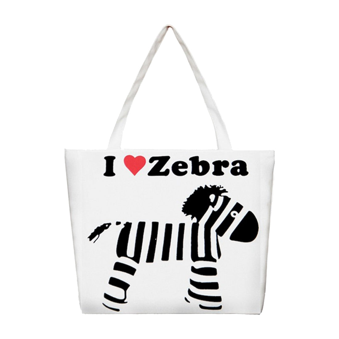 Women printing canvas High capacity Shoulder bag White zebra - ebowsos