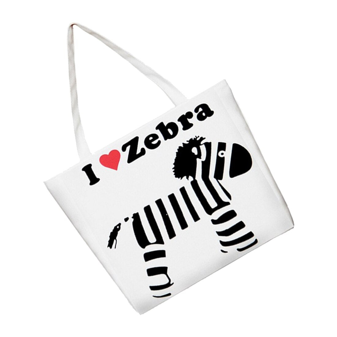 Women printing canvas High capacity Shoulder bag White zebra - ebowsos