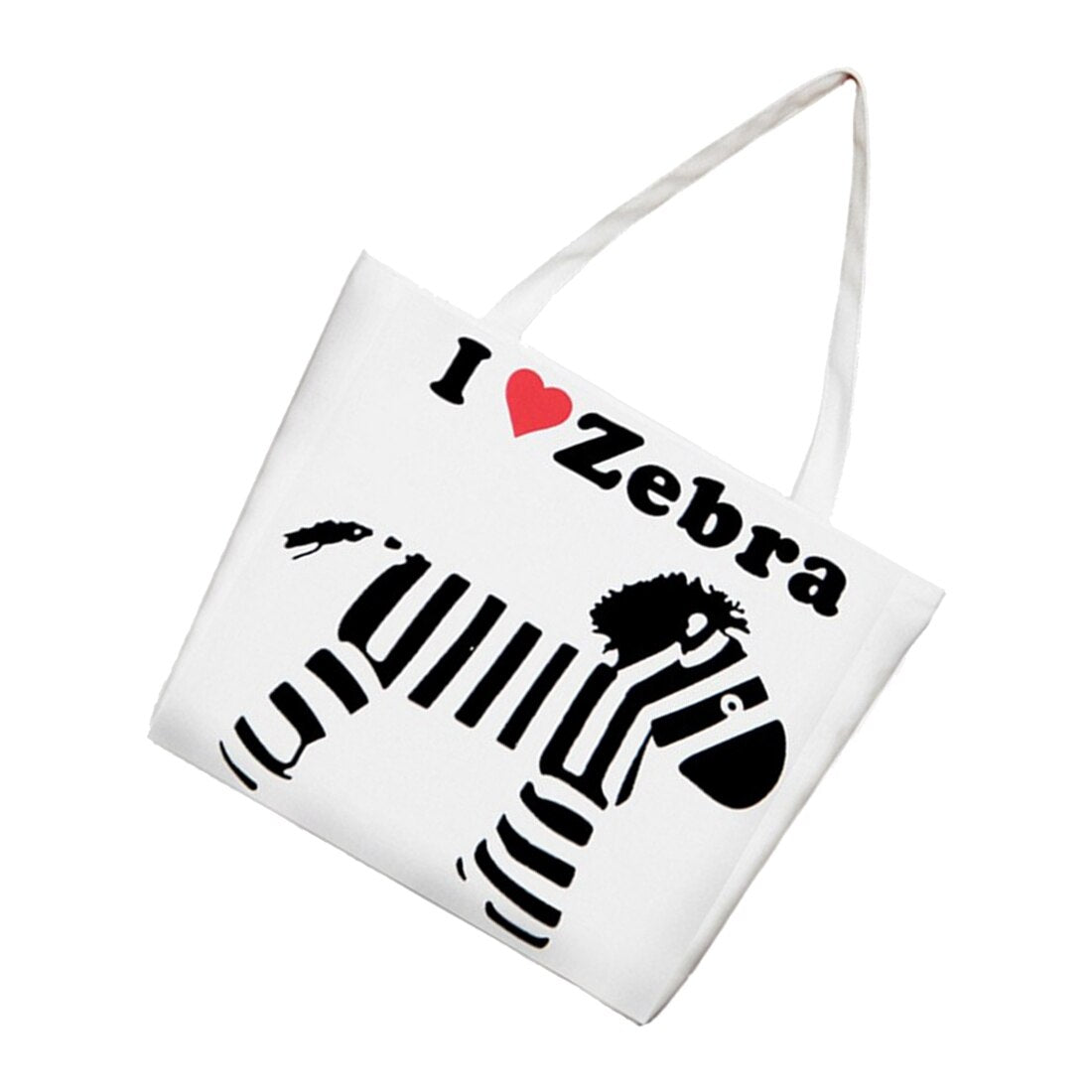 Women printing canvas High capacity Shoulder bag White zebra - ebowsos