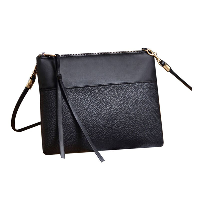 Women's Clutch Bag Simple Black Leather Crossbody Bags Enveloped Shaped Small Messenger Shoulder Bags Big Sale Female Bag - ebowsos