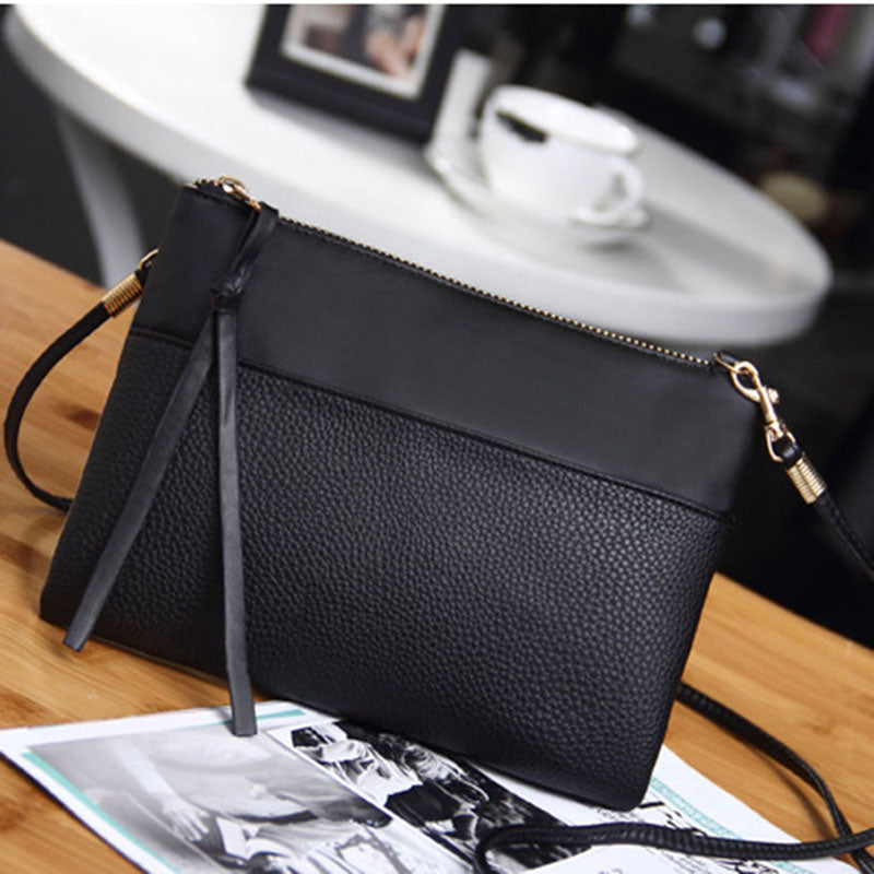 Women's Clutch Bag Simple Black Leather Crossbody Bags Enveloped Shaped Small Messenger Shoulder Bags Big Sale Female Bag - ebowsos