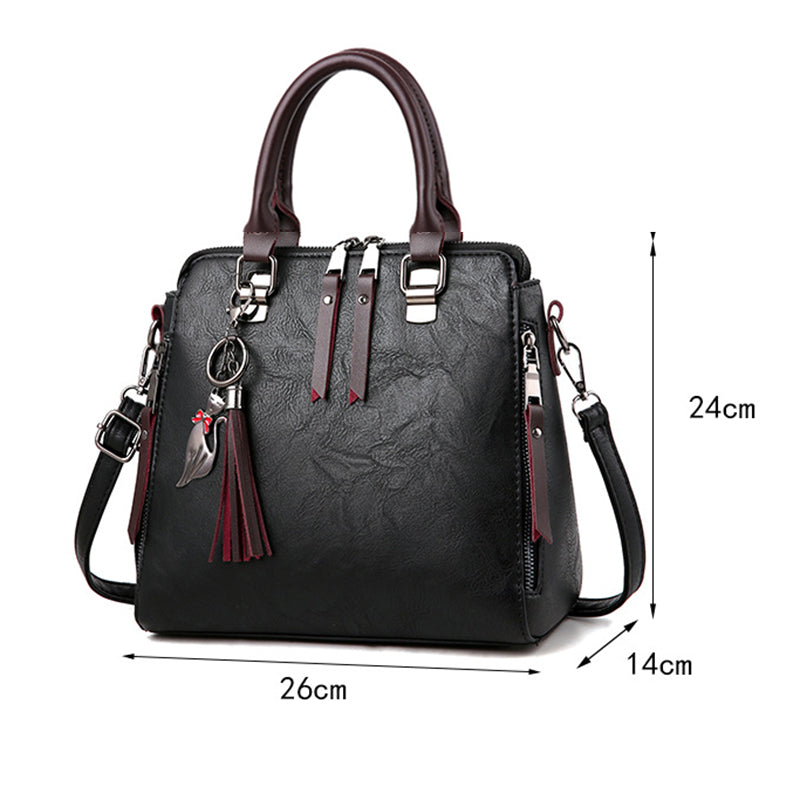 Women's Fashion Handbag Beautiful Lady Crossbody Bag Elegant Pu Leather One Shoulder Handbags Shopping Bag black - ebowsos