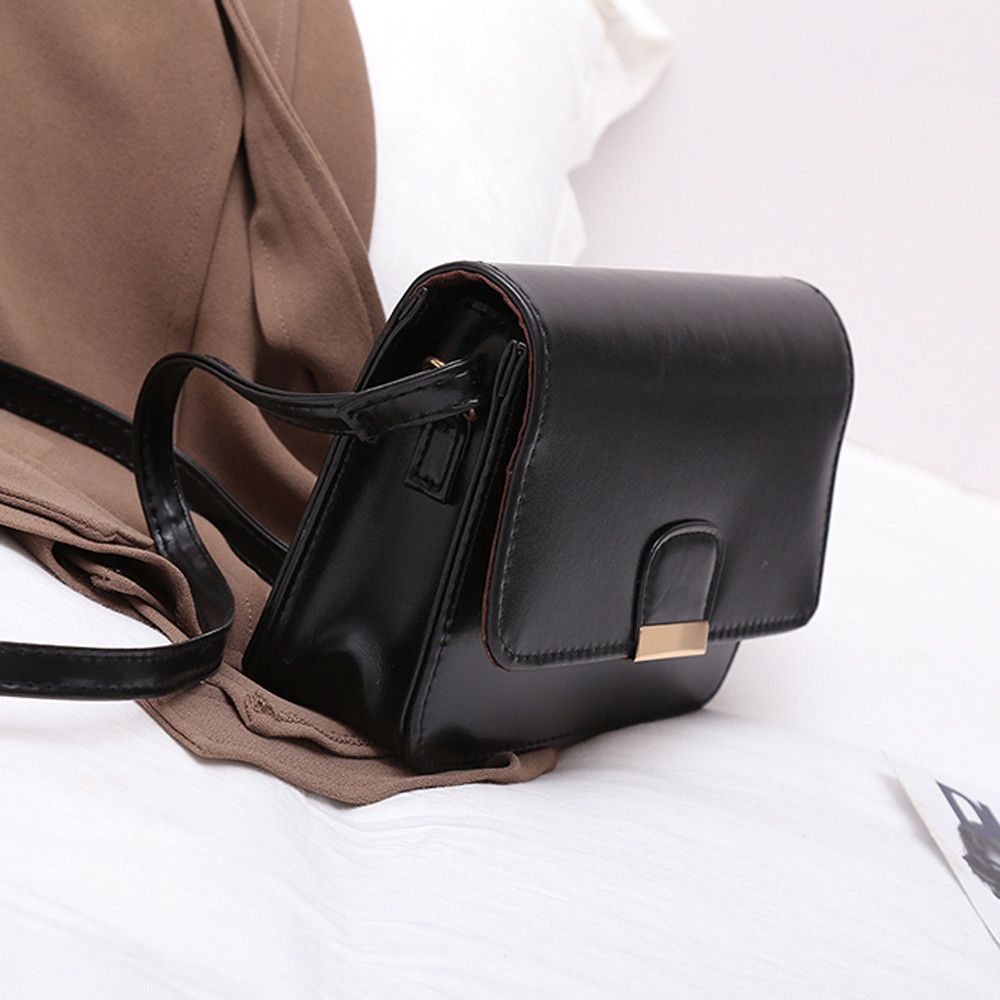 Women's Fashion Leather Simple Solid Handbag Small Shoulder Bags Crossbody Bags for Girls Messenger Bags for Female - ebowsos