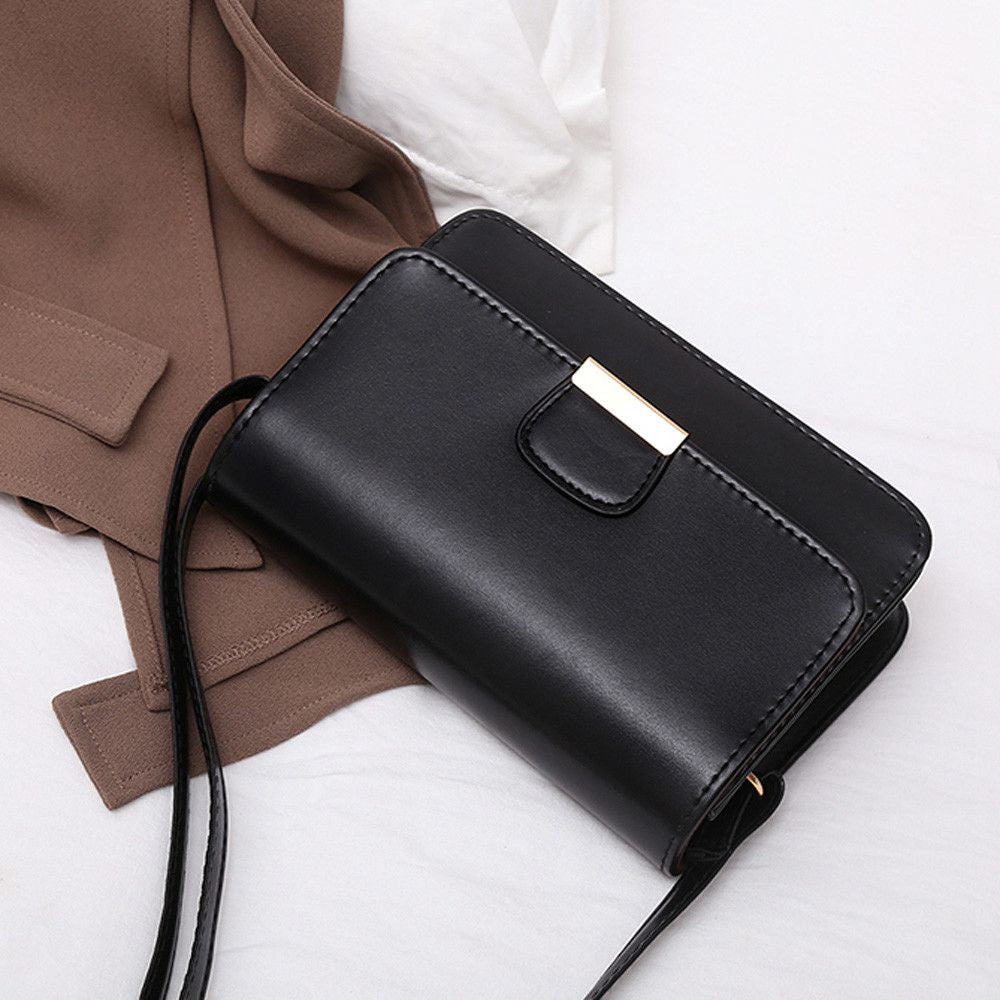 Women's Fashion Leather Simple Solid Handbag Small Shoulder Bags Crossbody Bags for Girls Messenger Bags for Female - ebowsos