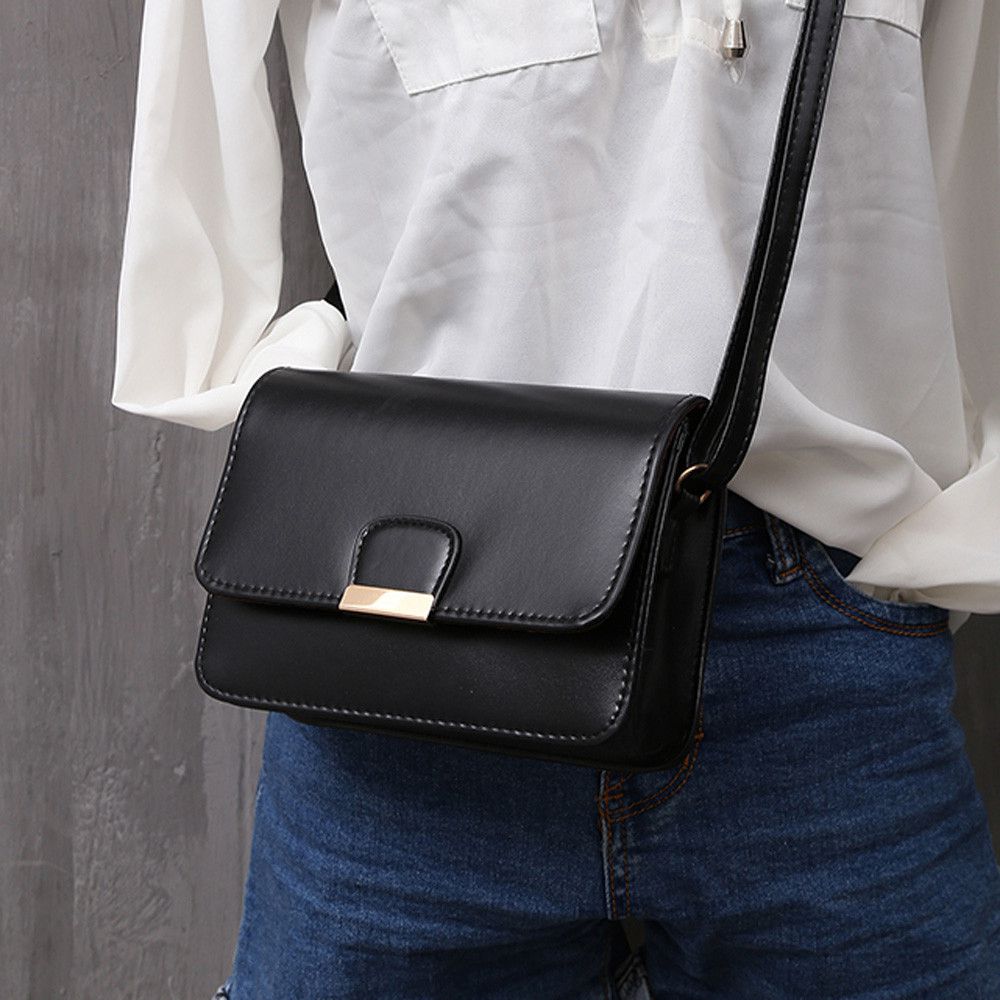 Women's Fashion Leather Simple Solid Handbag Small Shoulder Bags Crossbody Bags for Girls Messenger Bags for Female - ebowsos