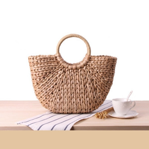 Women's Hand Bag Large Shoulder Tote Bag Bucket Summer Bags Women Tassel Rattan Bag Braided(primary color) - ebowsos