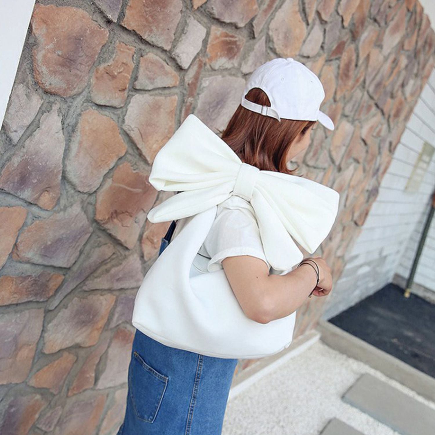 Women's Handbags Bowknot Purse Lady's Lovely Fashion Messenger Bags Solid Shoulder bolsa Bag - ebowsos