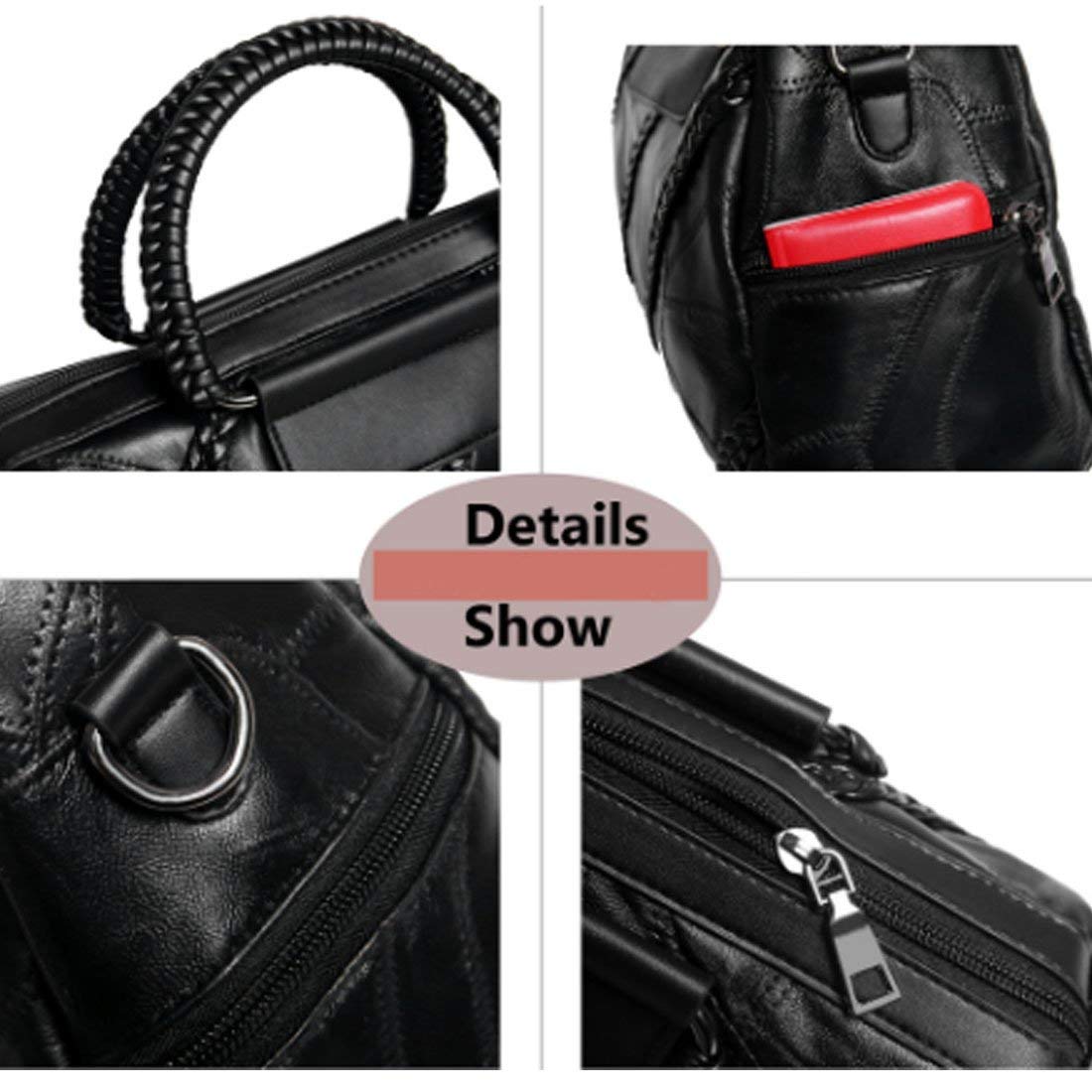 Women's Handbags Purses Totes Top Studded Handle Bags,Black - ebowsos