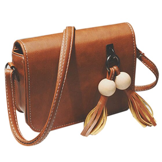 Women's Shoulder Bag Bead Tassel Pendant Vintage Leather Messenger Hobo Bag Handbag Satchel Purse Crossbody Bag Bag - ebowsos