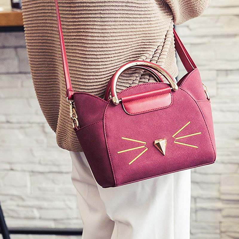 Women's Summer Fashion Top Handle Cute Cat Cross Body Shoulder Bag - ebowsos