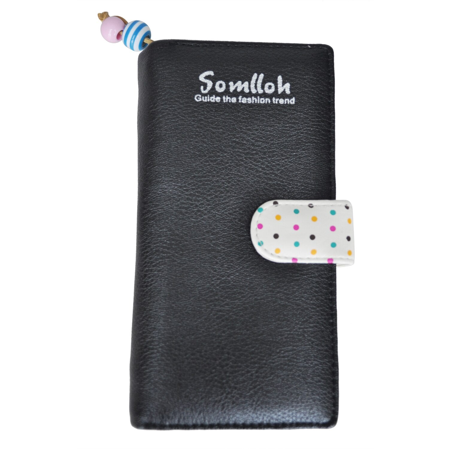 Women's wallet Zipped PU Leather purse Black Dots Card Wallet - ebowsos