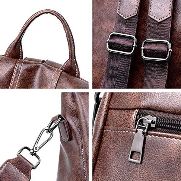 Womens Backpack Purse Pu Leather Anti-Theft Backpack Casual Satchel School Shoulder Bag - ebowsos