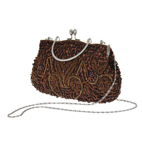 Womens Brand Fashion Polyester Beaded Handbag Wedding Party Prom Clutch Purse Evening Bag for Women Girls - ebowsos