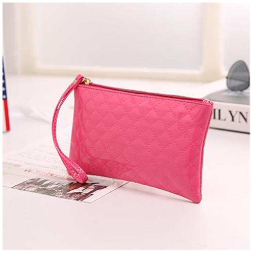 Womens Fashion Bags Receipt Holder Organizer Wallet Purse Clutch Handbag Rose Red - ebowsos