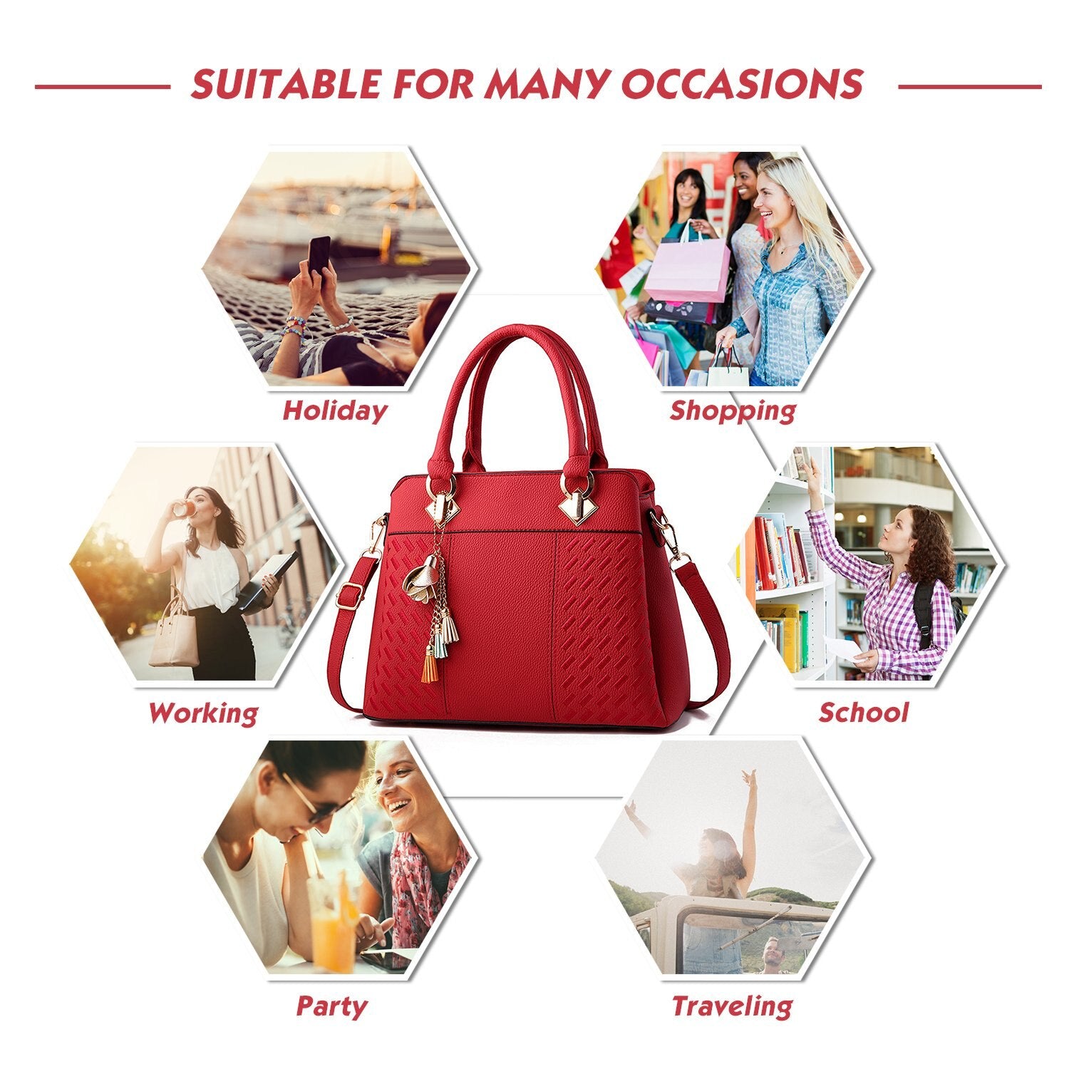 Womens Handbags And Purses Fashion Top Handle Satchel Tote Pu Leather Shoulder Bags - ebowsos