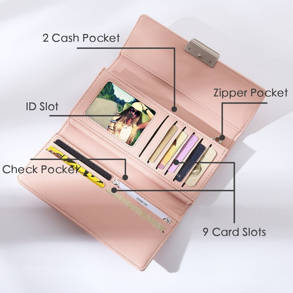 Womens Walllet RFID Blocking Bifold Multi Card Case Leather Wallet - ebowsos