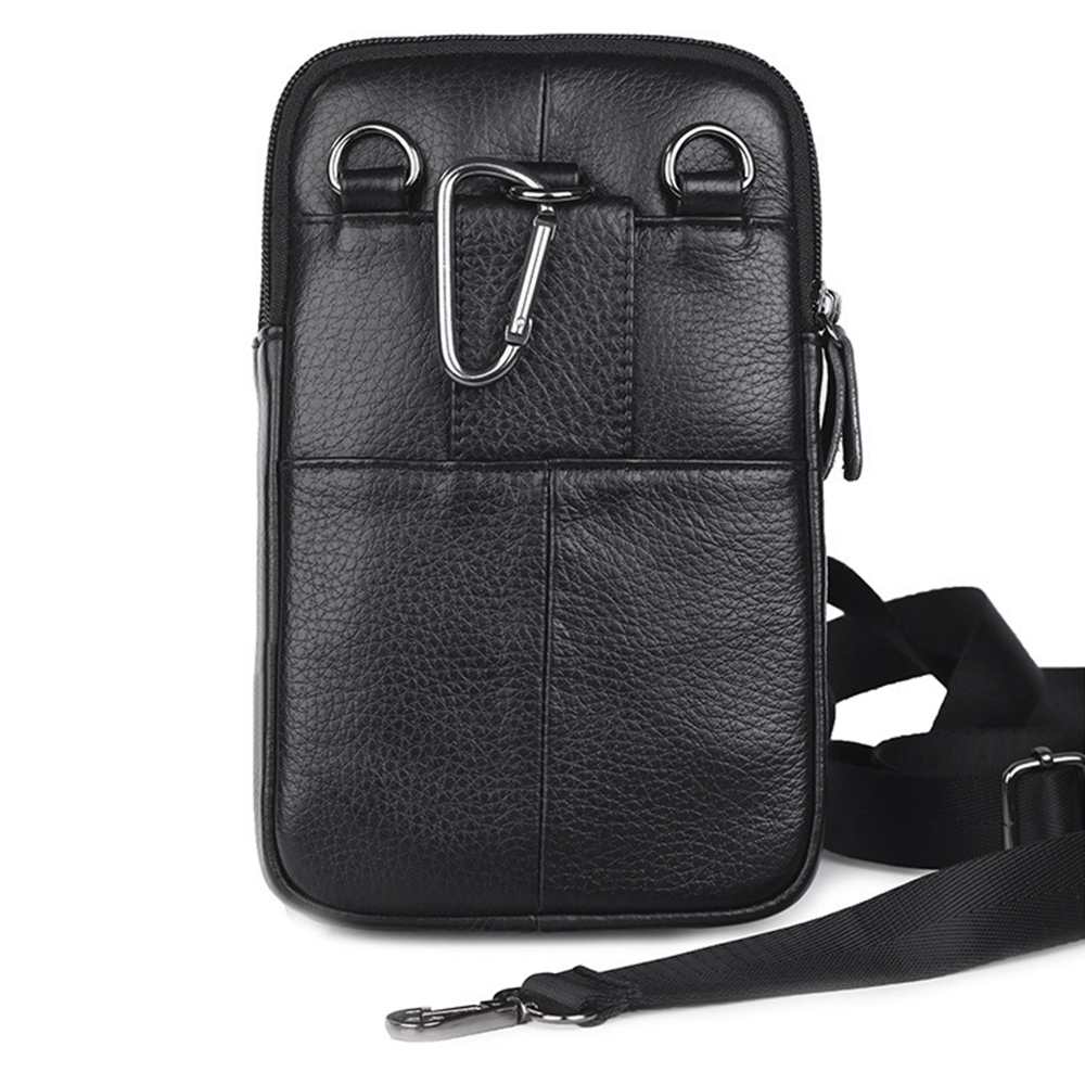 YIANG Men Cell Phone Case Waist Bag CrossBody Belt Pack Casual Purse Multi-Pocket Genuine Leather Small Messenger Shoulde - ebowsos