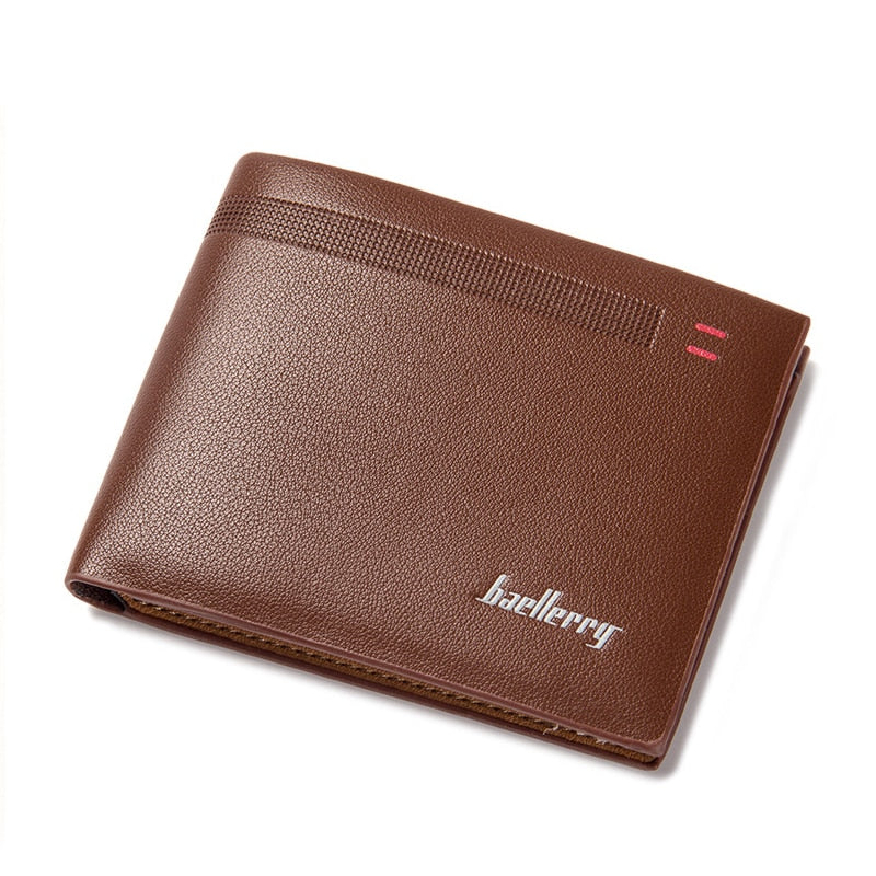 baellerry 1x PU leather Men's cross-cutting line pattern 2 fold money Wallet 12*9.5*1.5cm, Black - ebowsos