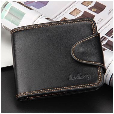 baellerry 1x black PU leather men's business casual cross section zipper buckle wallet wallet size about: 12.5 * 10 * 1.5 - ebowsos