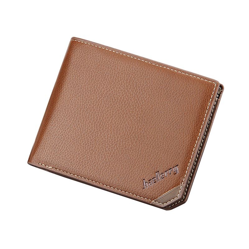 baellerry 1x black PU leather men's cross section 2 fold money wallet wallet size about: 12.5 * 10 * 1.5cm - ebowsos