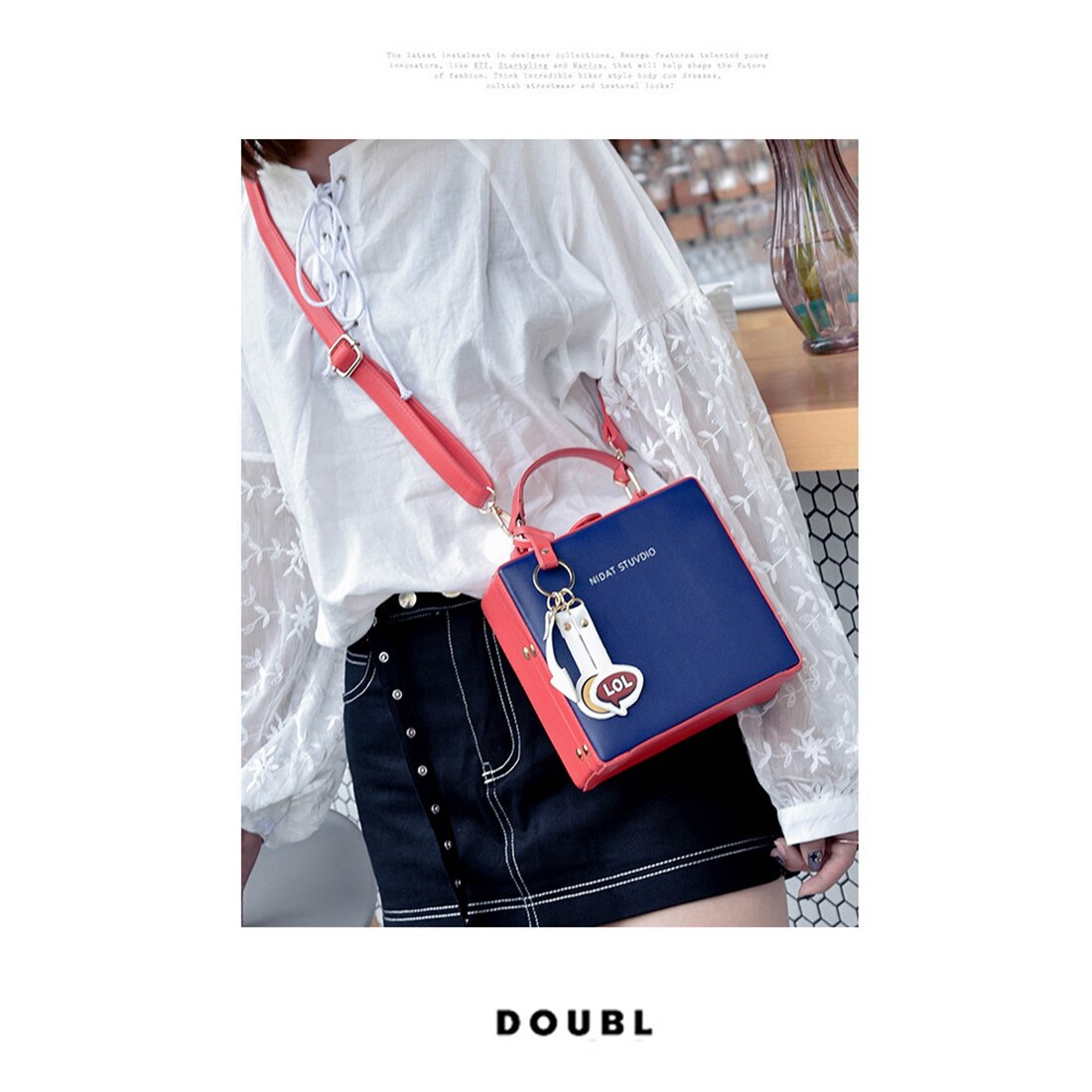 new Small Bag female version of high quality PU fashion beautiful printed letters pendant shoulder diagonal diagonal bag - ebowsos