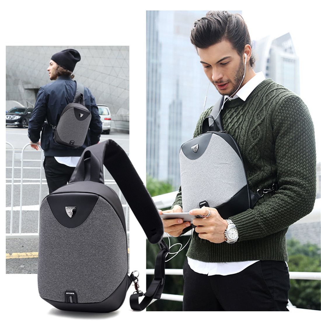 new men's fashion sports anti-theft chest bag shoulder Messenger bag outdoor sports riding bag - ebowsos