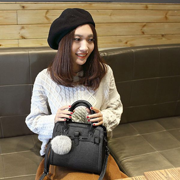 new woman fashion handbags, trend messenger bag, Korean version women bag, leisure hair ball ornaments flap - ebowsos