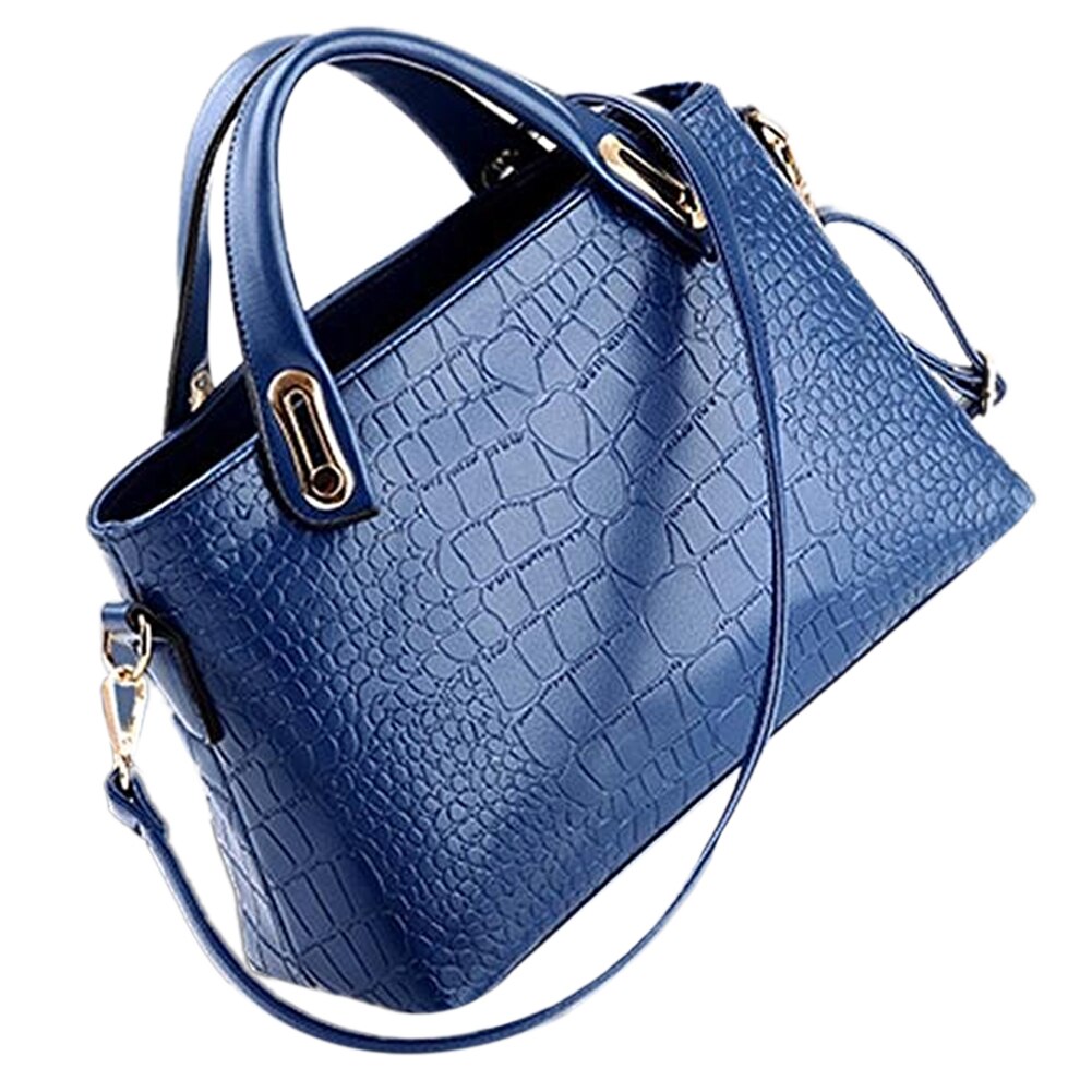 unique Shoulder bag Crocodile Grain Three-pieces Mother Son Messenger Bag (Blue) - ebowsos
