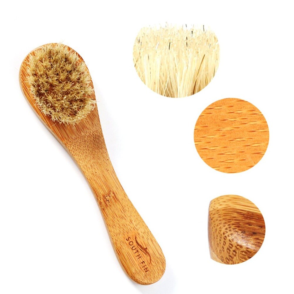 Facial Cleanser Brush Bamboo Massage Brushes Portable Size Face Cleaning Massage Face Washing Product Skin Care Tool - ebowsos