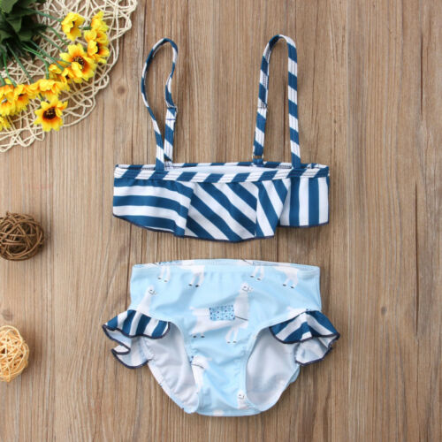 Family Bikini Baby Girls Kids  Animal Printed Tankini Little&Big Sister Stripe Bikini One Piece Swimwear Swimsuit - ebowsos