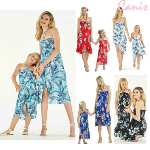 Family Matching Mother Daughter Flower Dress Evening Party Sleeveless ELegant - ebowsos