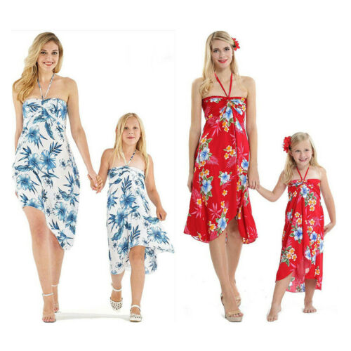 Family Matching Mother Daughter Flower Dress Evening Party Sleeveless ELegant - ebowsos