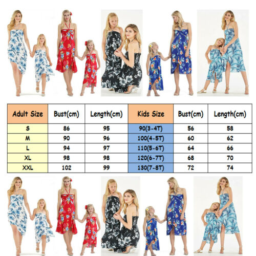 Family Matching Mother Daughter Flower Dress Evening Party Sleeveless ELegant - ebowsos