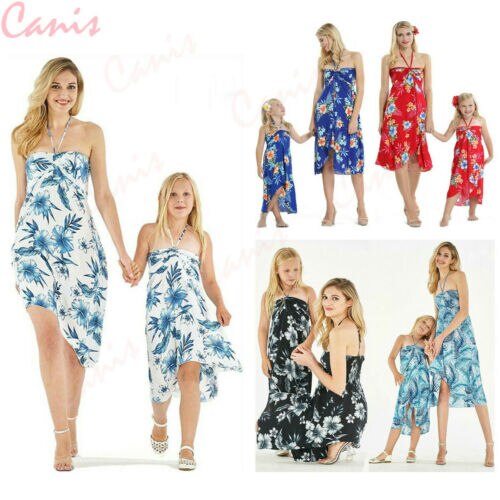 Family Matching Mother Daughter Flower Dress Evening Party Sleeveless ELegant - ebowsos